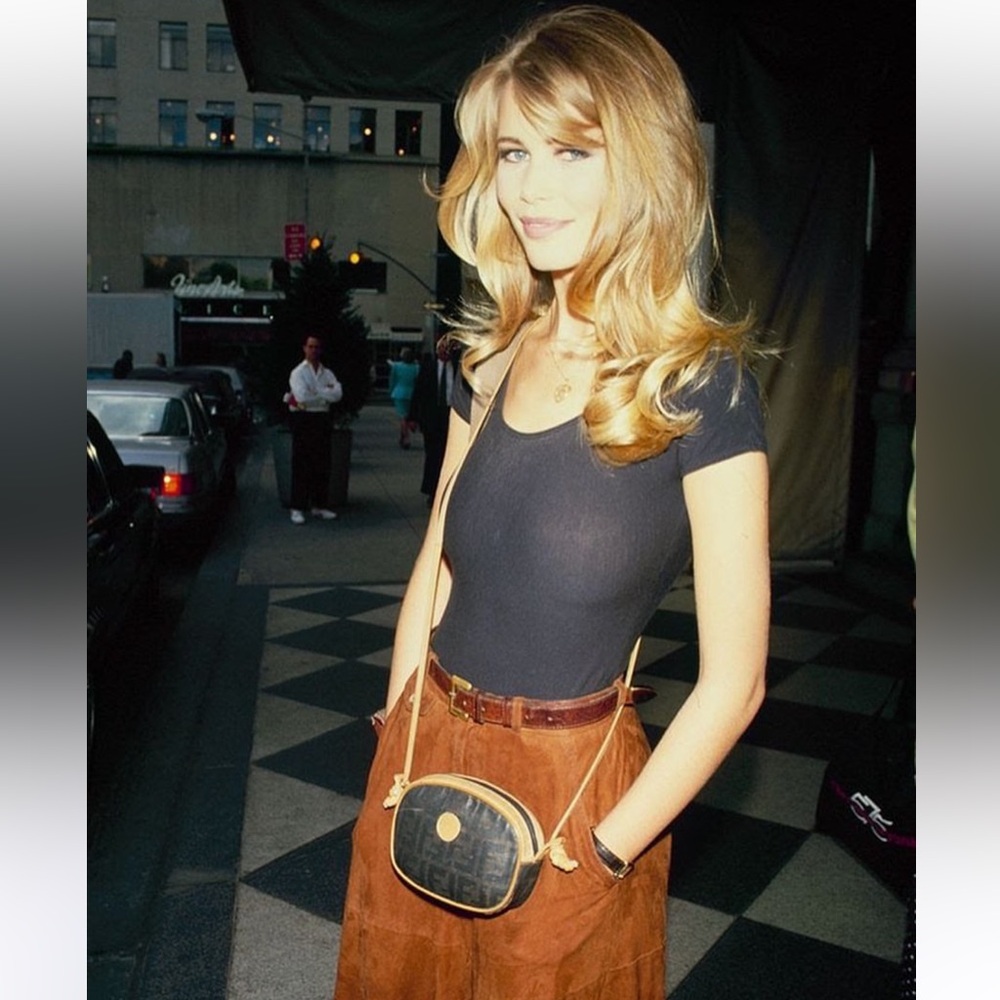 Vintage Fendi Mini Crossbody Bag Navy
